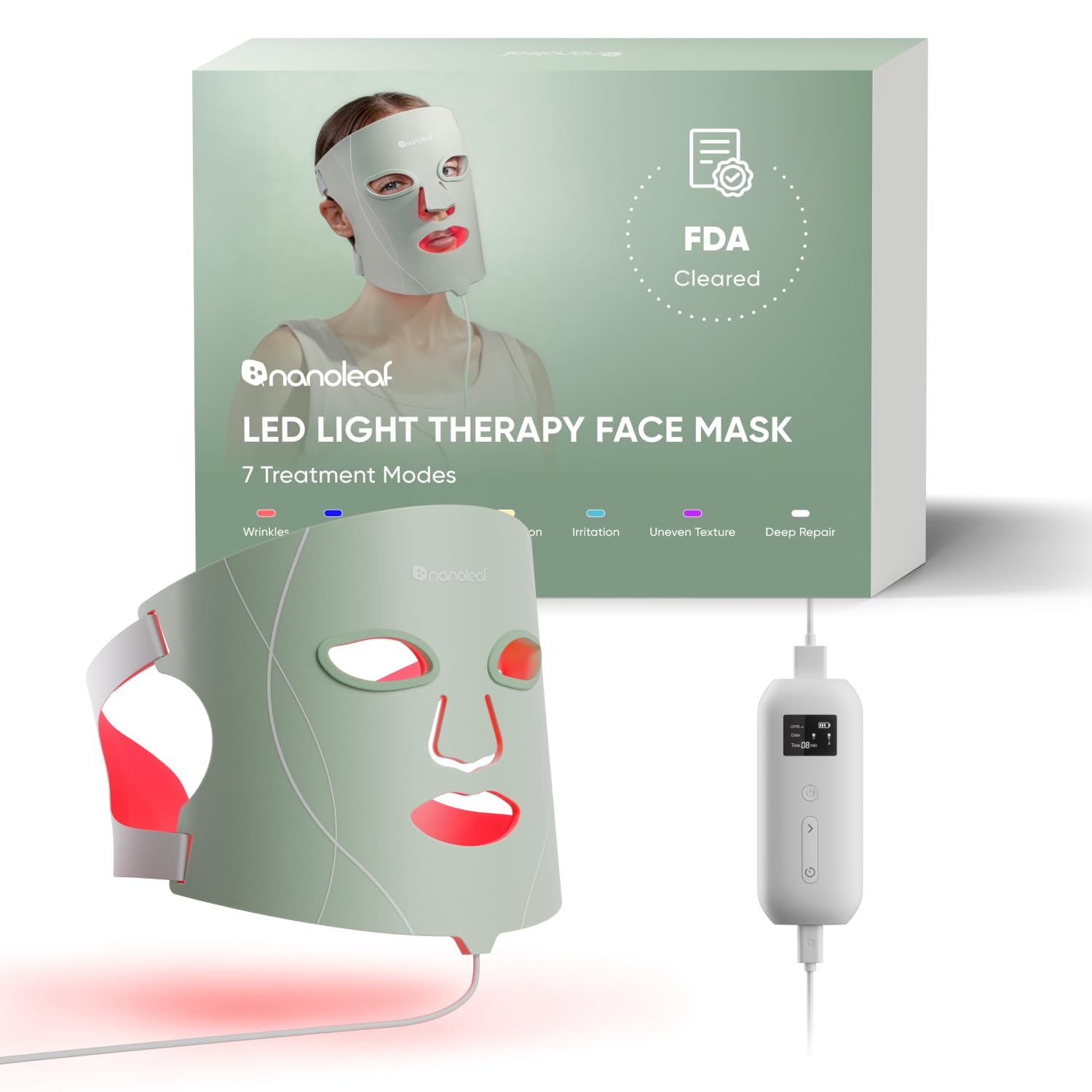 Nanoleaf face mask strap closeup demonstrates secure, comfortable fit for prolonged use.