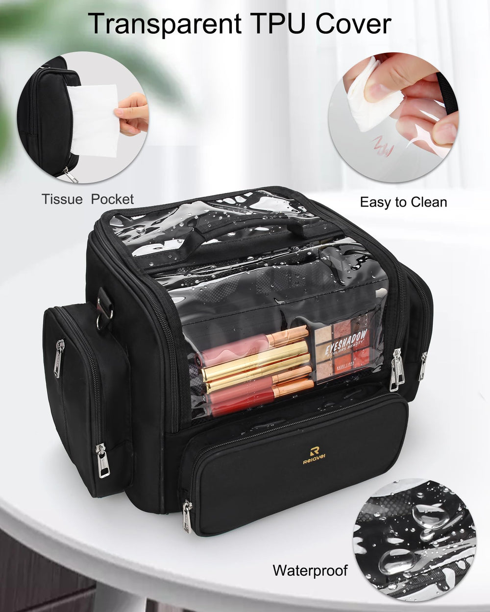 NAONAYA makeup brush bag adjustable-dividers adapts to different kit layouts for professionals.