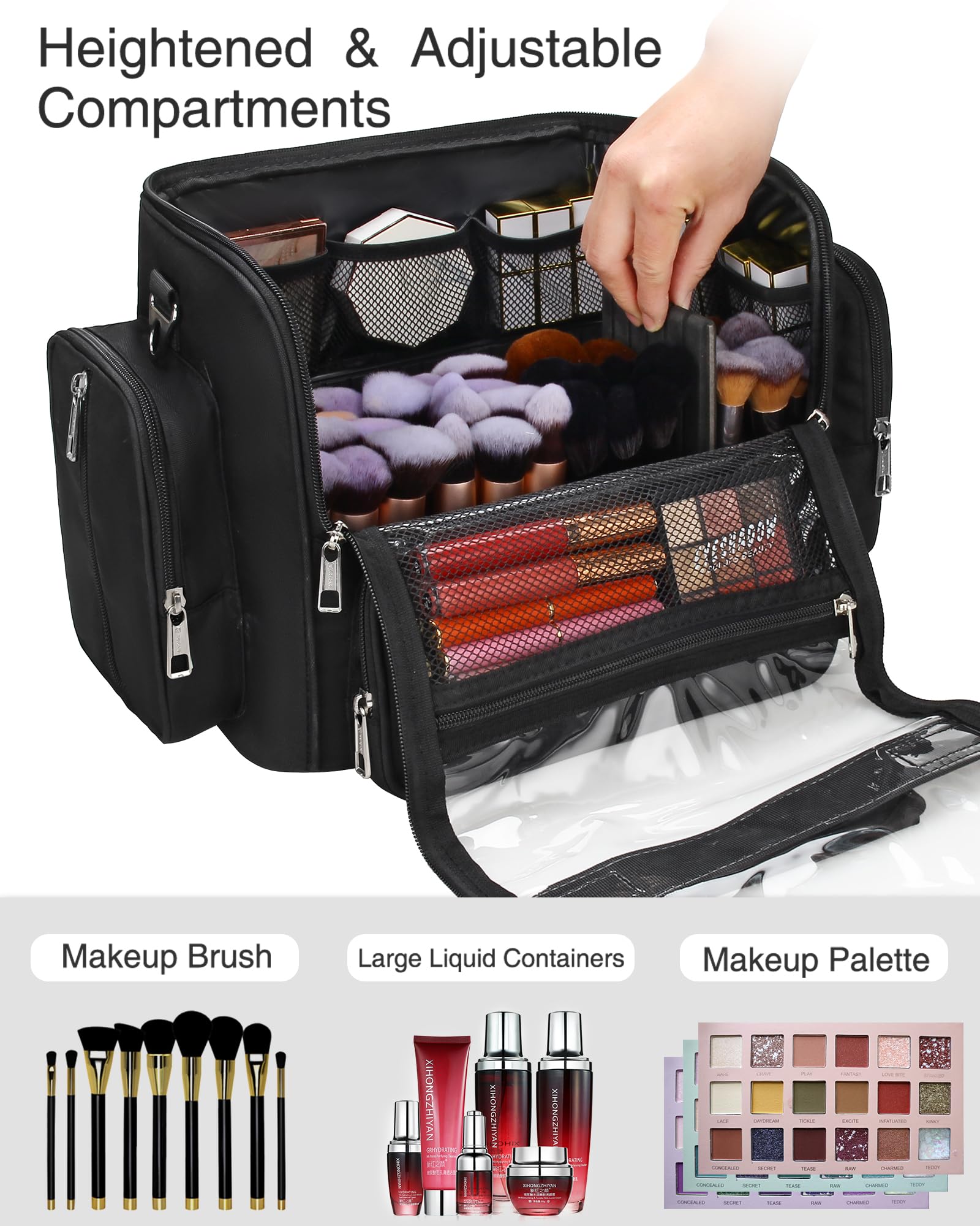NAONAYA makeup brush bag lid-visibility keeps brushes dust-free at home or on set.