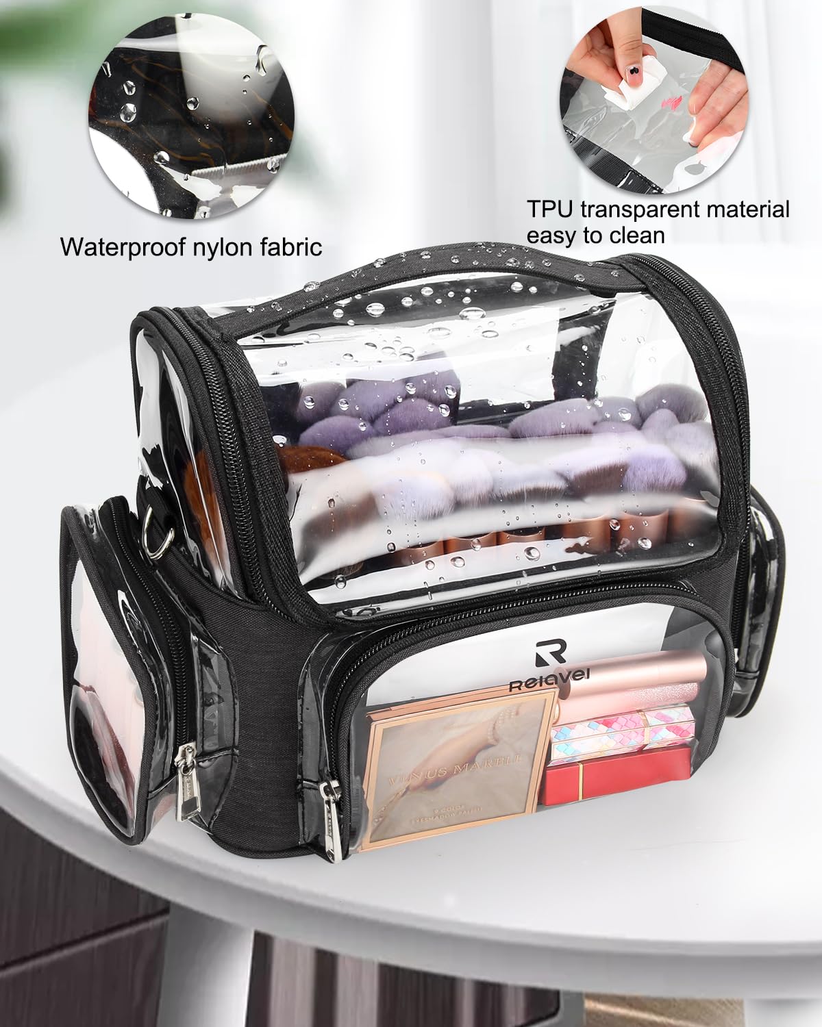 NAONAYA makeup brush case removable dividers keep tools ordered.