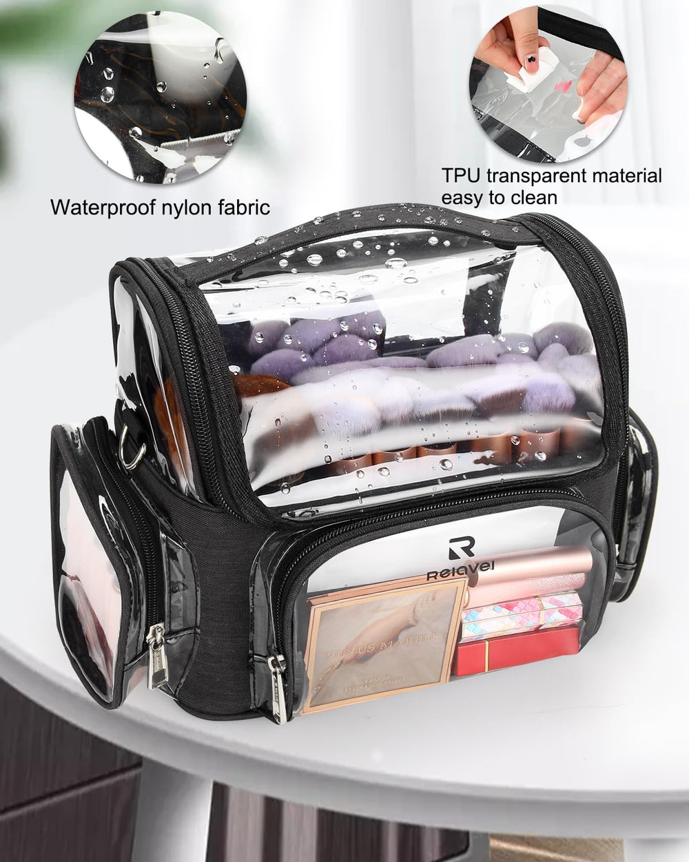 NAONAYA makeup brush case removable dividers keep tools ordered.