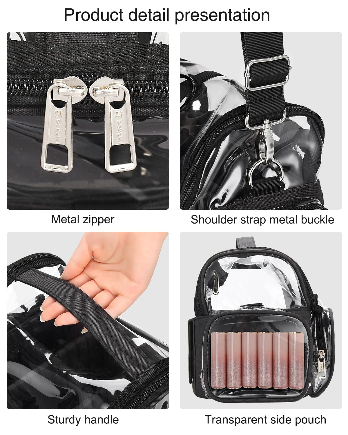 NAONAYA makeup brush case carrying options include handle, strap, and luggage attachment.