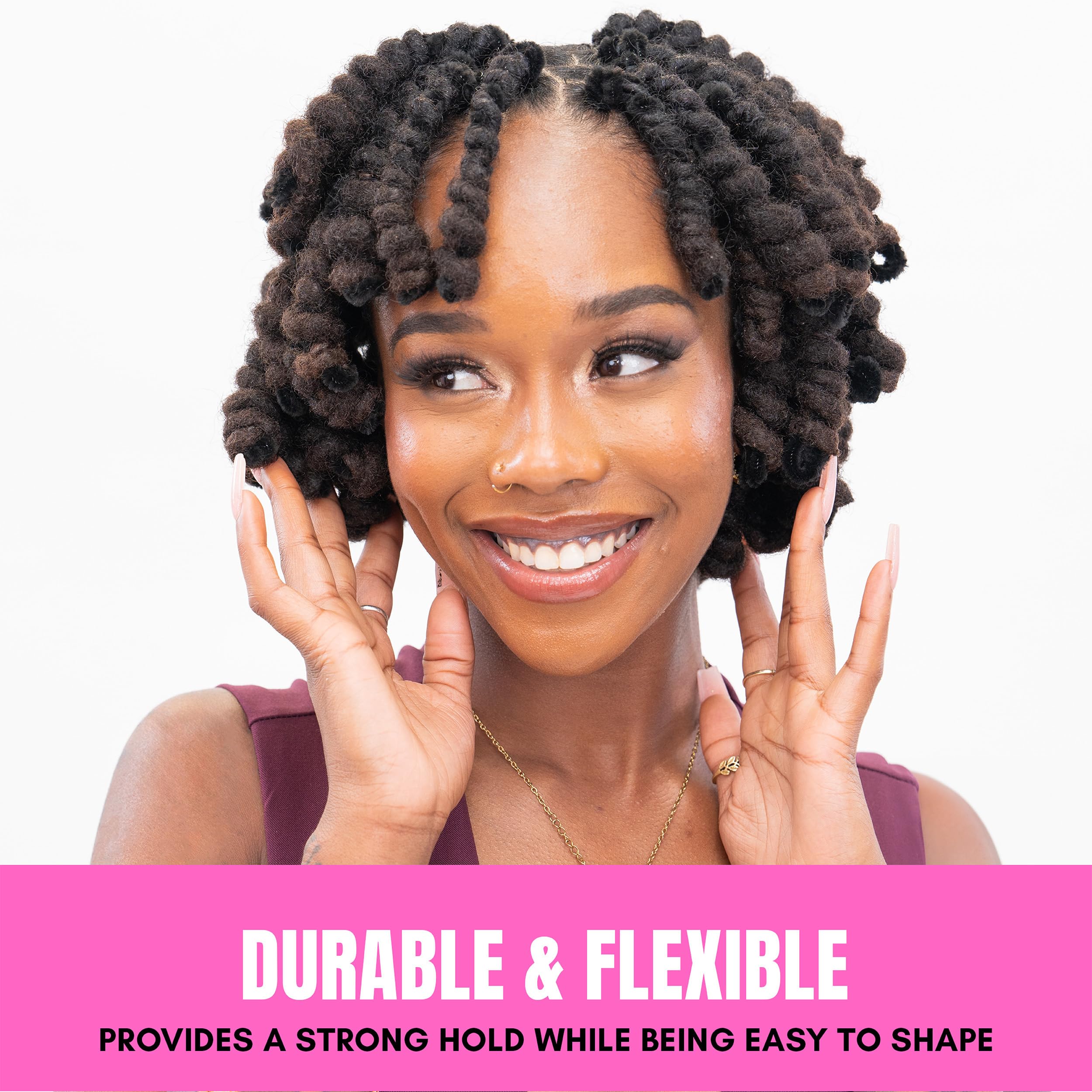 Nappstar durable flexible material provides strong hold during styling.