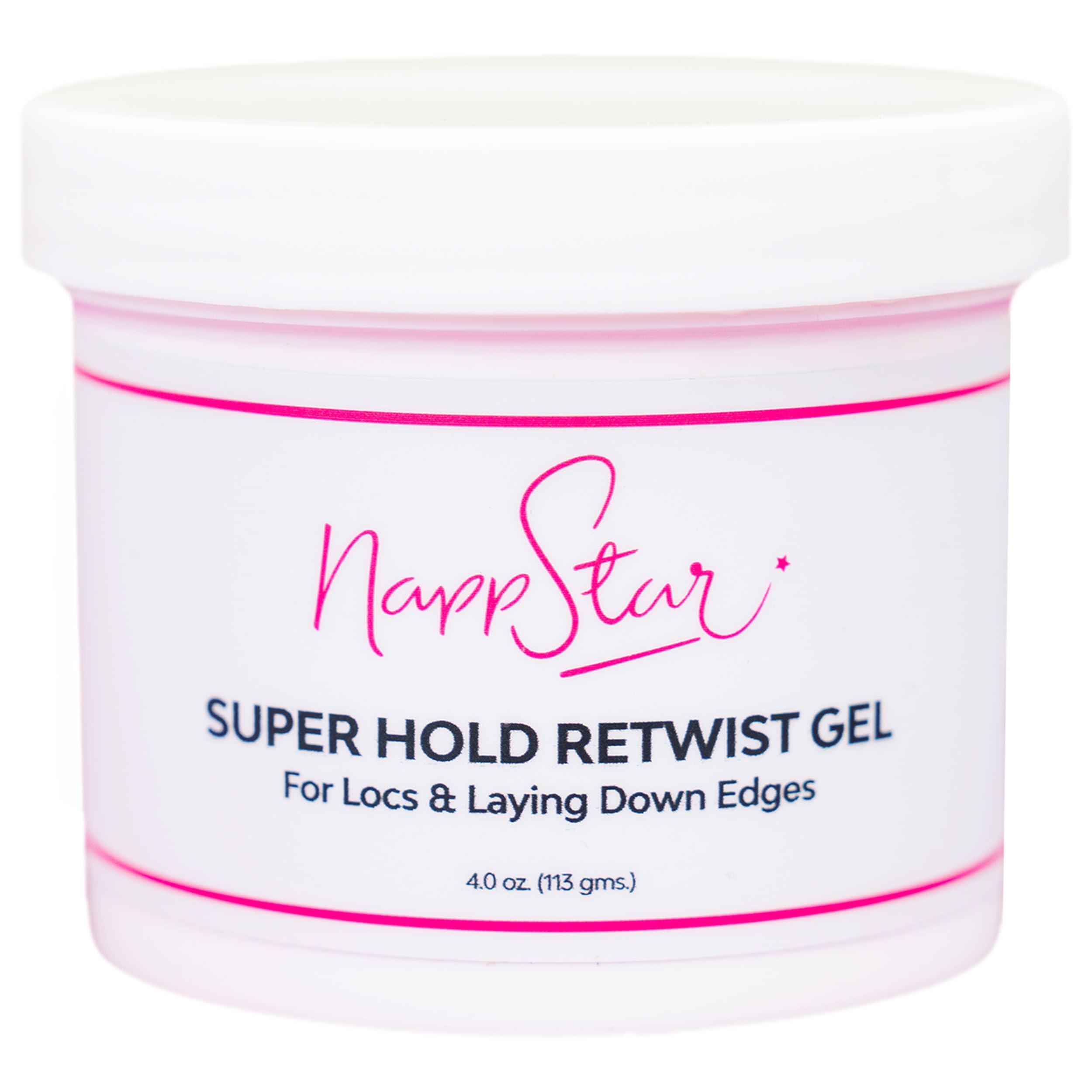NappStar Super Hold Retwist Gel bottle for strong locs hold and edge control.