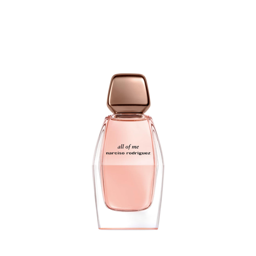 Narciso Rodriguez All Of Me bottle closeup highlights the floral musk scent.