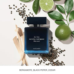 Narciso Rodriguez Bleu Noir packaging conveys luxury and gift-ready appeal.