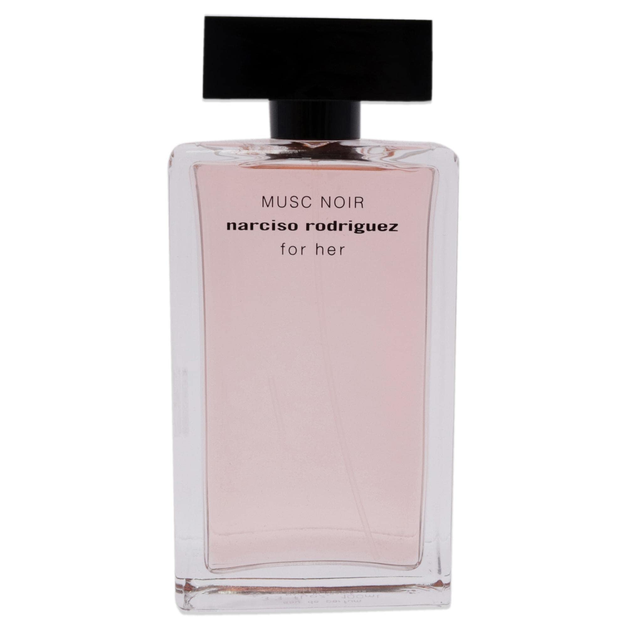Narciso Rodriguez Musc Noir amber flacon closeup highlights its bold profile.