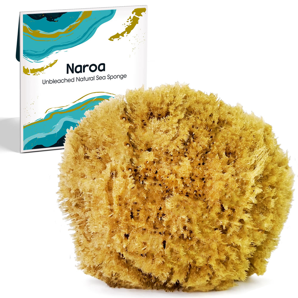 Naroa exfoliating sponge close-up for gentle cleansing with natural fibers