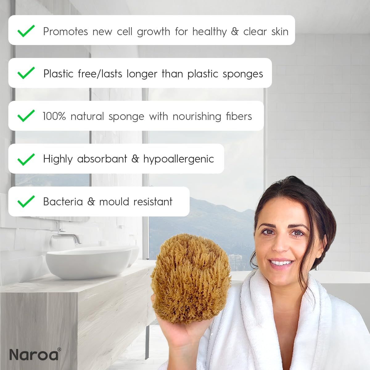 Naroa sea sponge packaging shows plastic-free sustainability
