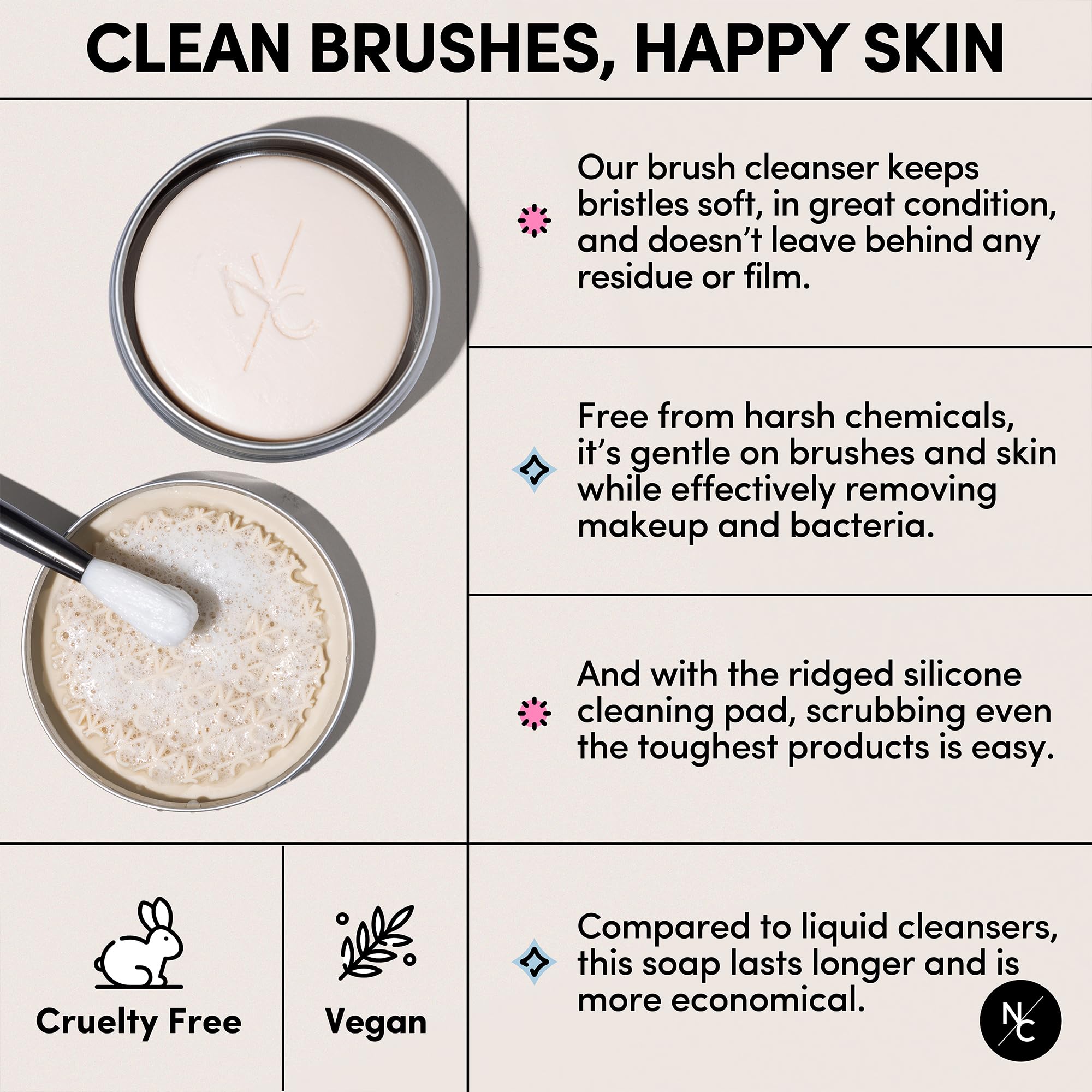 Narrative Cosmetics natural ingredients: avocado, jojoba, argan, and almond oils nourish bristles.