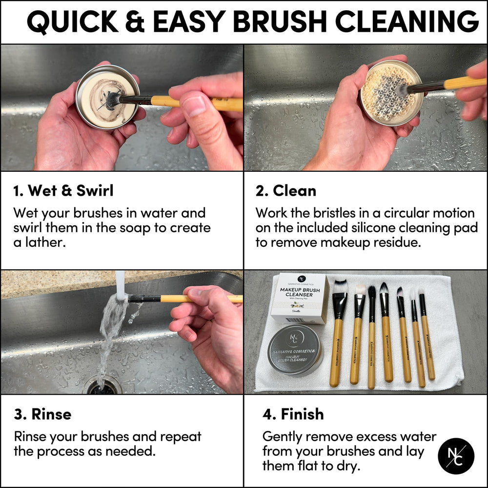 Narrative Cosmetics silicone cleaning pad closeup showing the tool used with brushes.