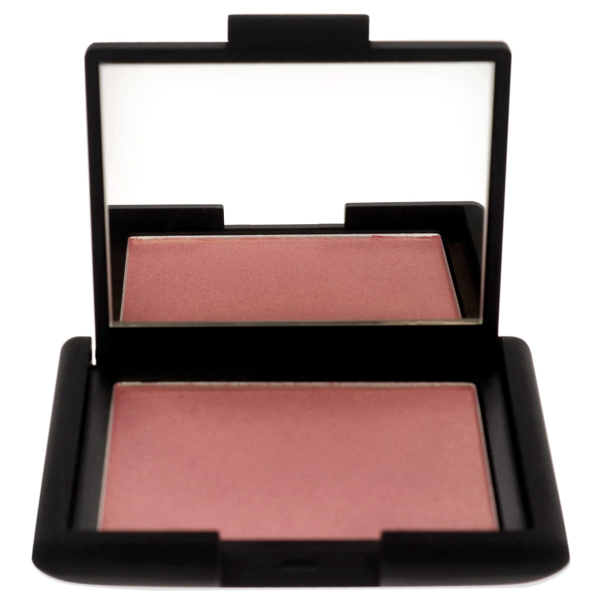 NARS Orgasm blush swatch on cheek showing natural radiance.