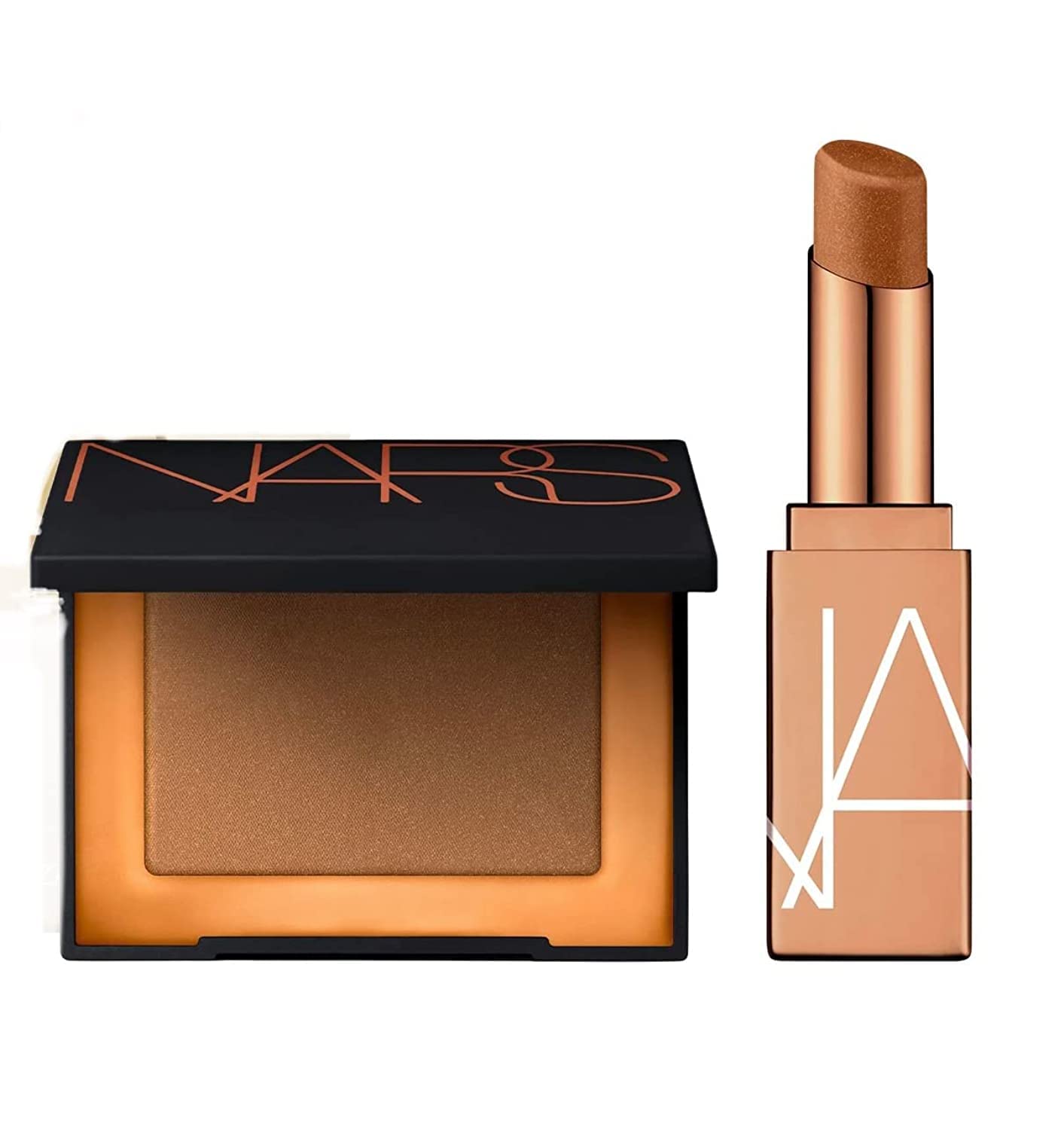 NARS Laguna bronzer and After Glow Lip Balm deluxe travel size delivering natural glow and hydrating lips.