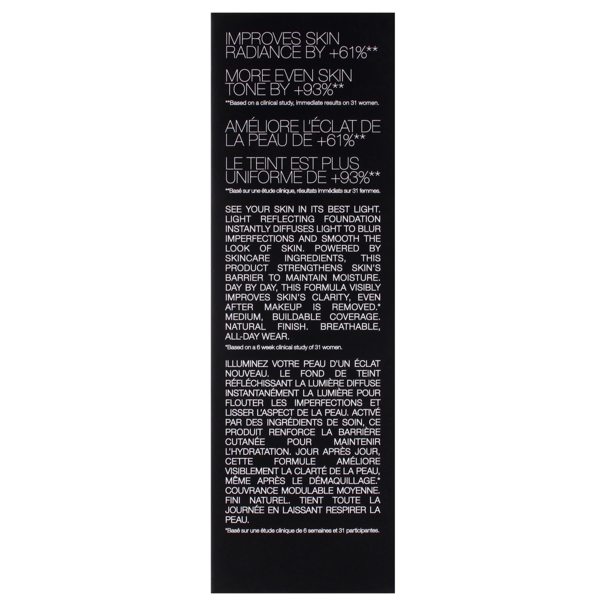 NARS Light Reflecting Foundation M1.2 Patagonia weightless-feel image conveys all-day comfort.