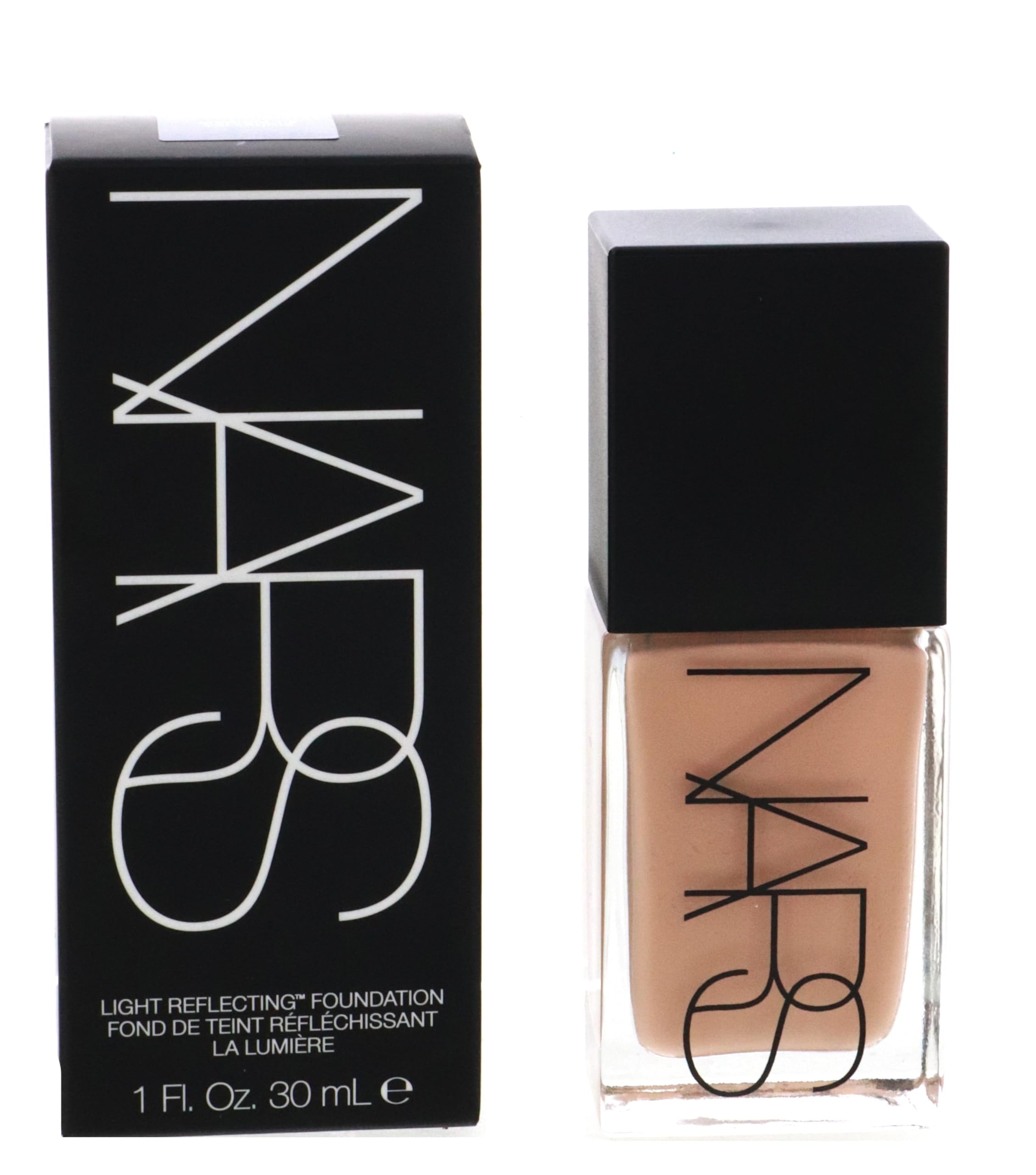 NARS Light Reflecting Foundation Vallauris bottle closeup shows natural finish and buildable coverage.