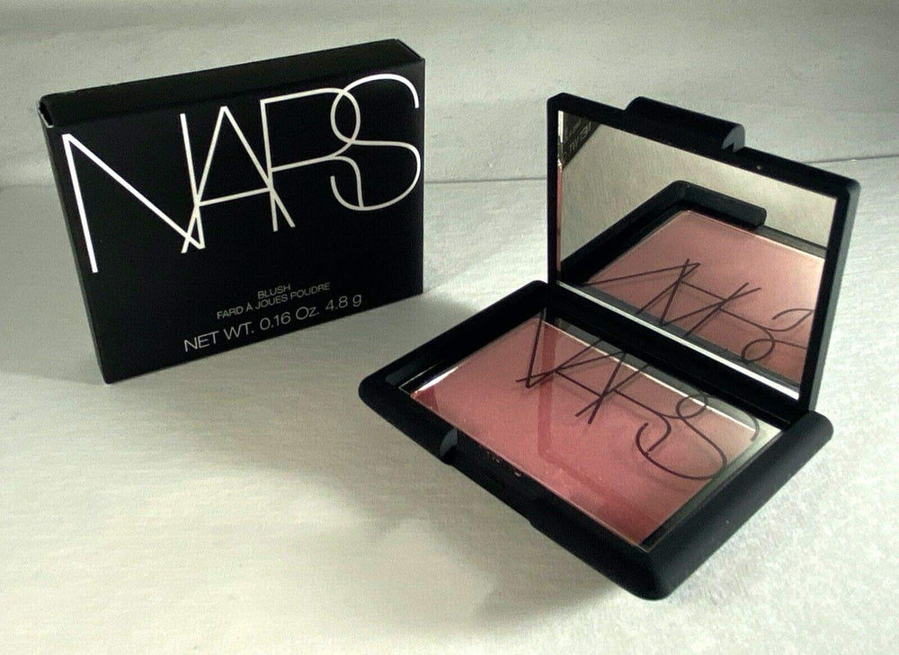 NARS Orgasm blush compact open reveals shade for buildable color glow.