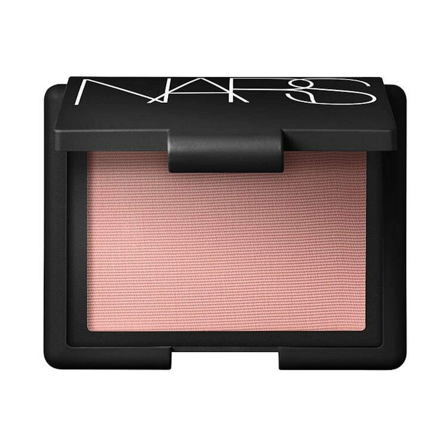 NARS Orgasm blush open compact lid showing luxe finish and quick access.