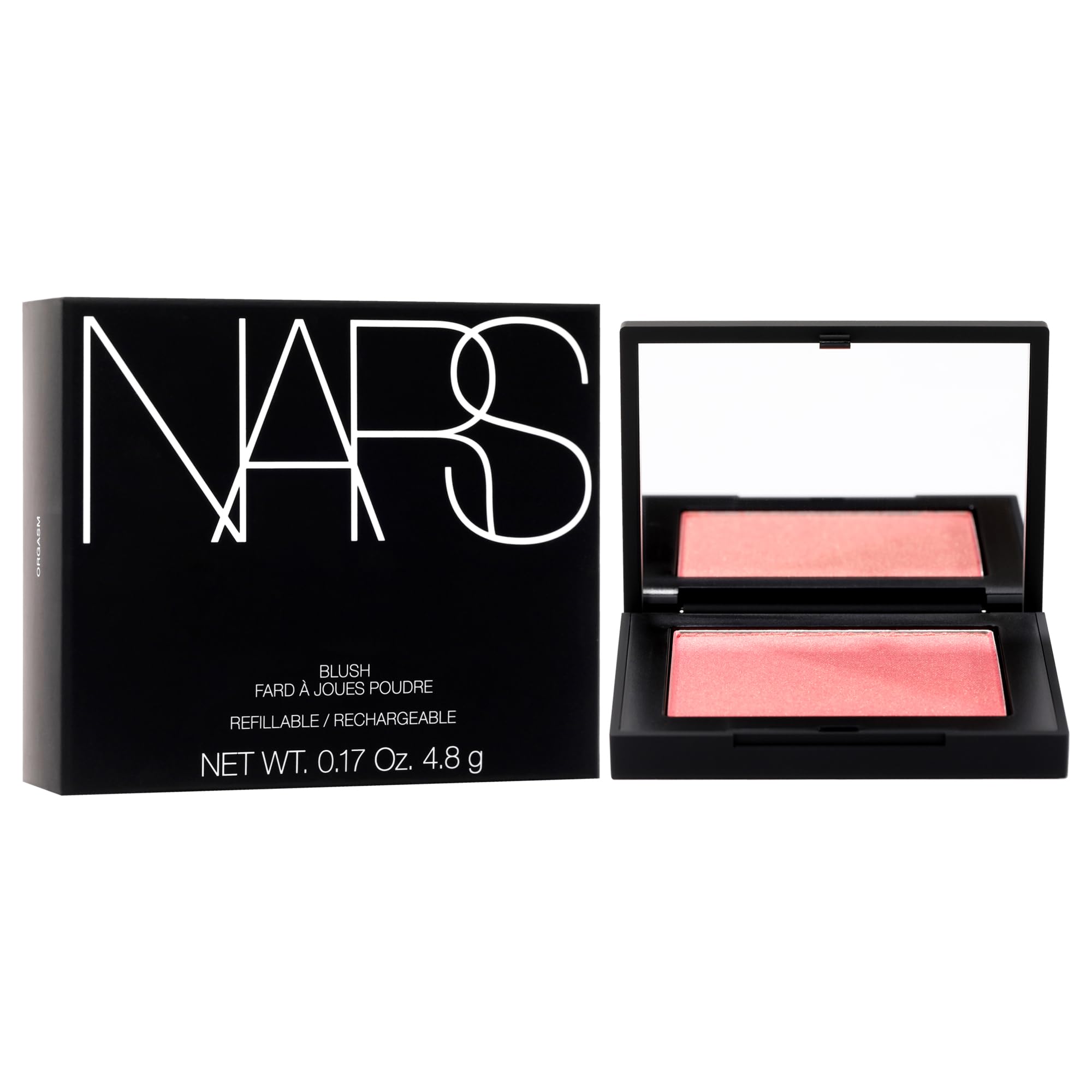 NARS Orgasm full-size blush compact front view for everyday flattering flush.