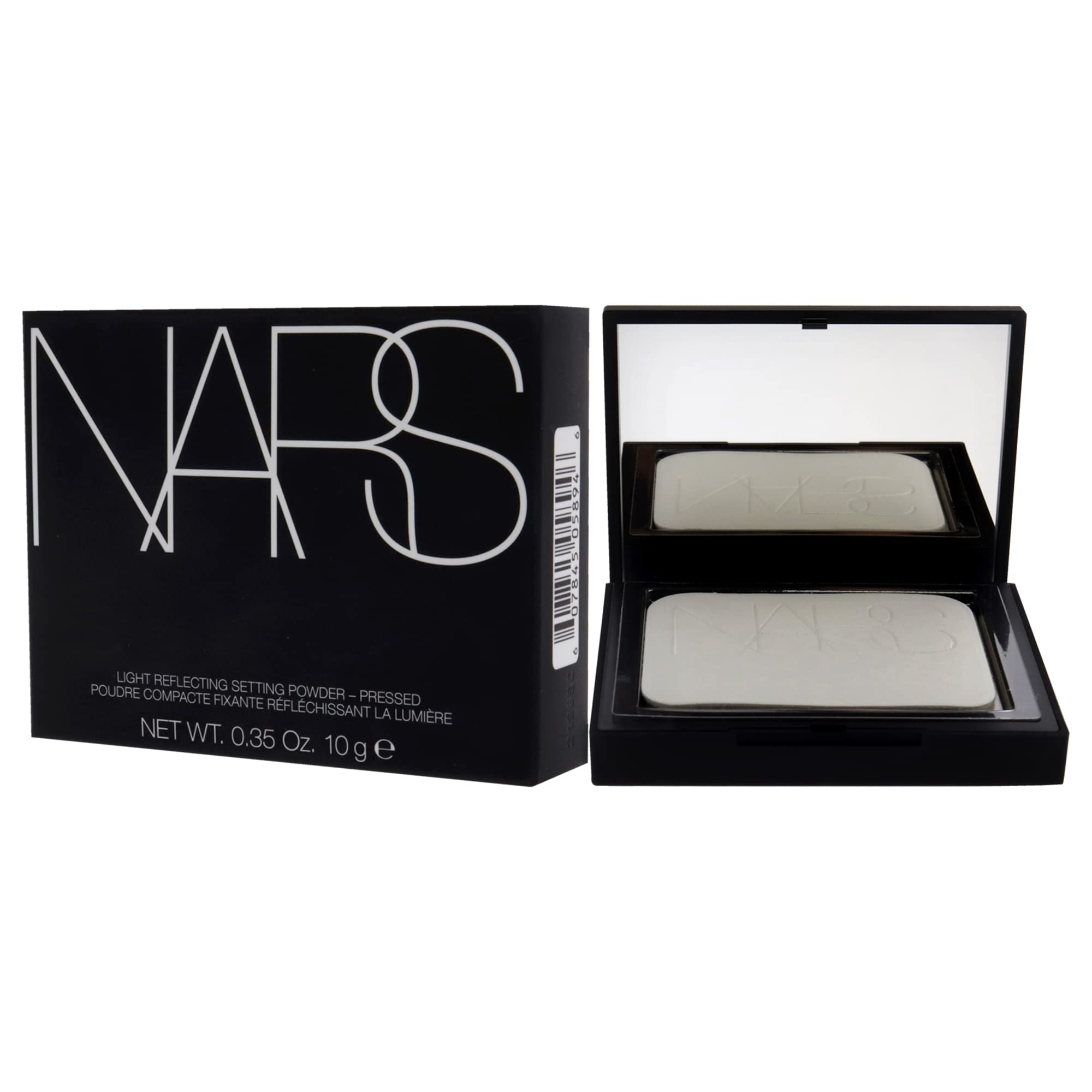 NARS pressed powder with velvety sponge applicator included for controlled layering.