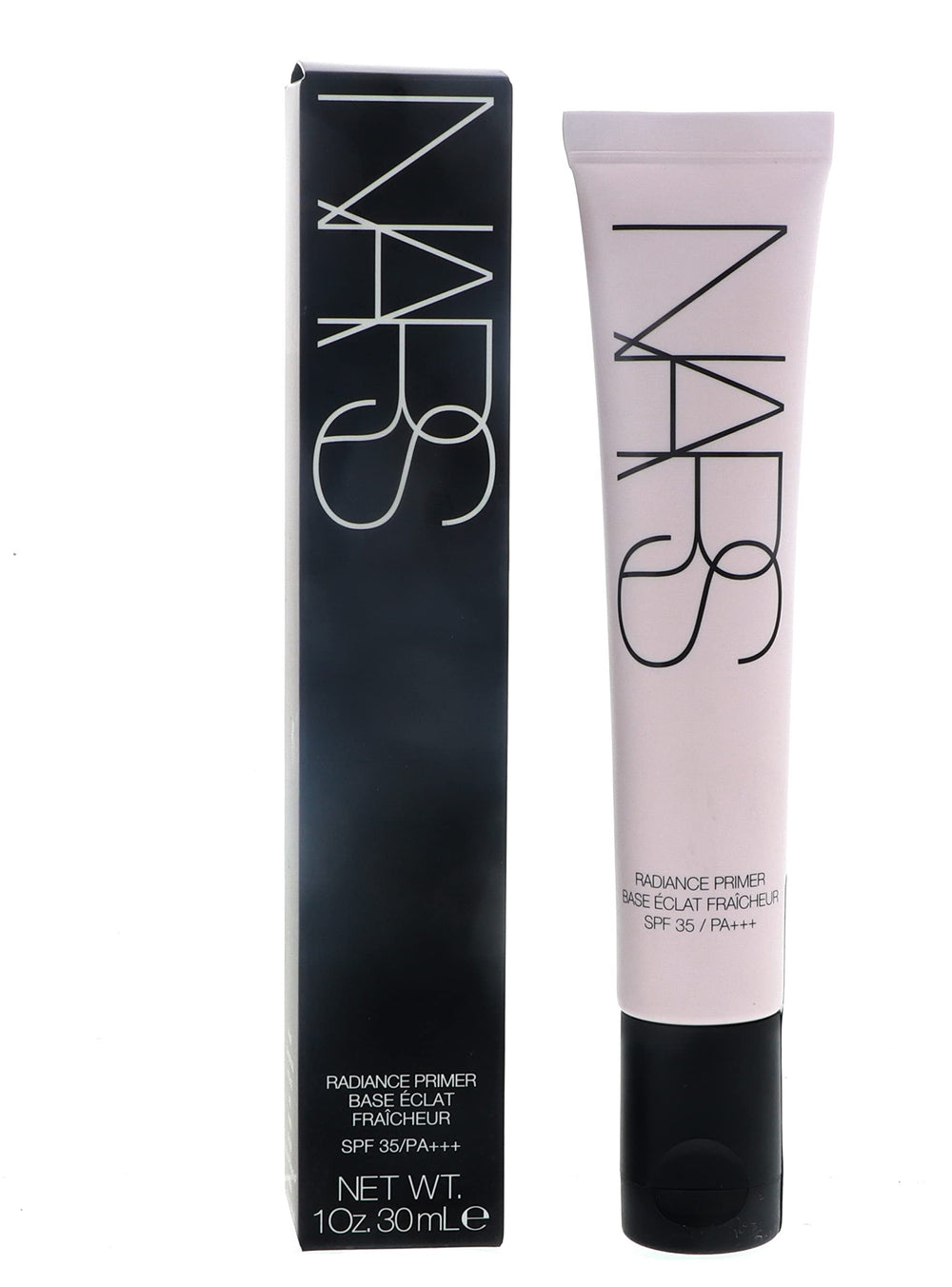 NARS Radiance Primer SPF 35 bottle showing oil-free formula for a fresh, radiant base.