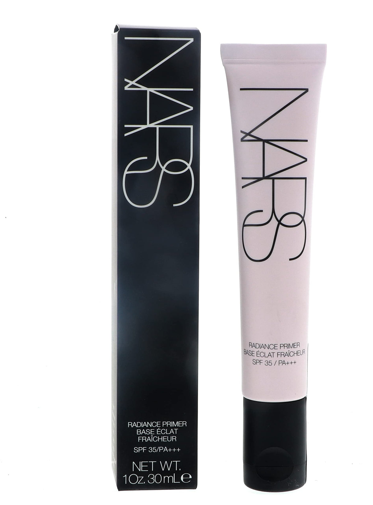 NARS Radiance Primer SPF 35 bottle showing oil-free formula for a fresh, radiant base.