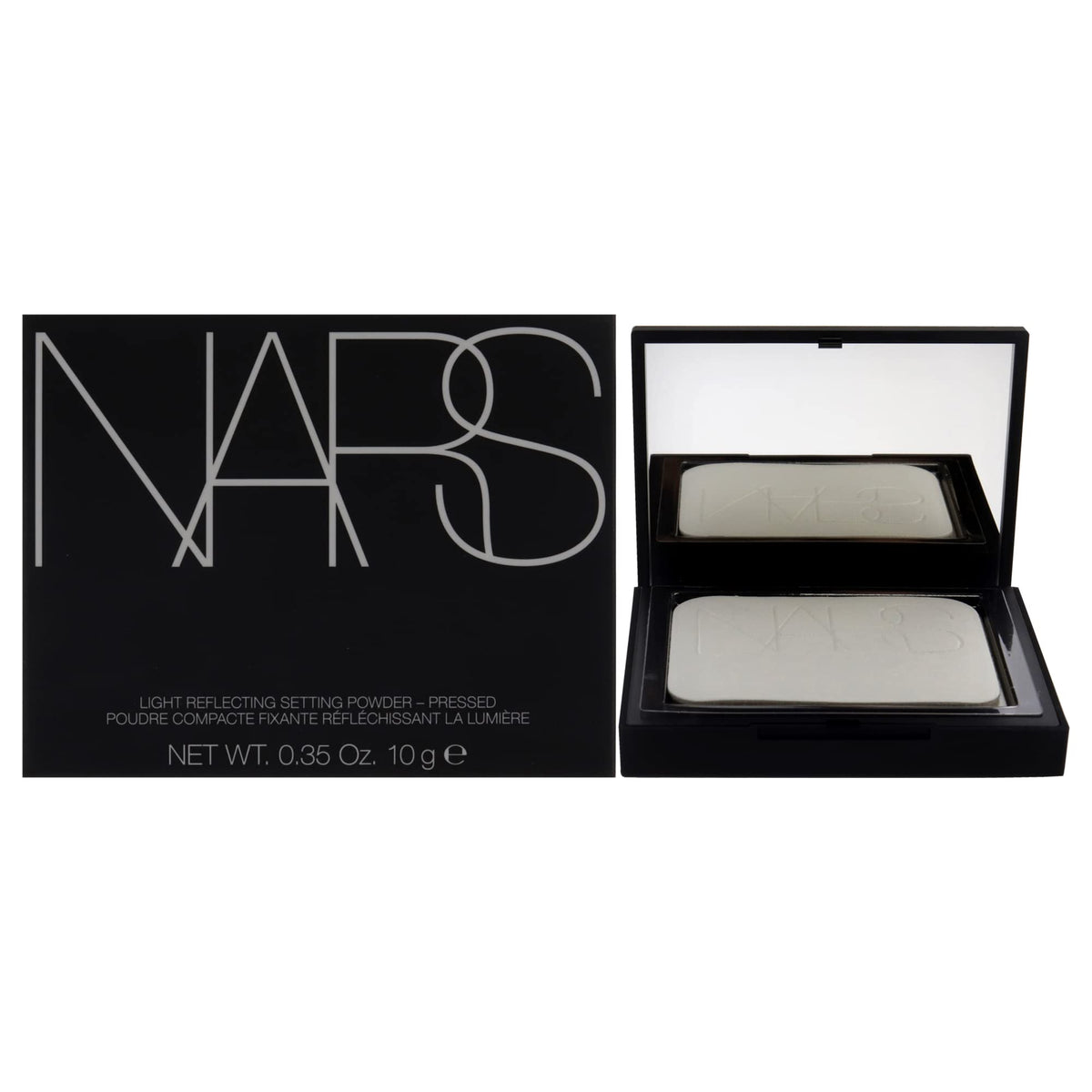 NARS Translucent Crystal powder compact with mirror for precise, weightless finish.