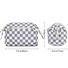Narwey checkered makeup bag side handle enabling easy carrying or hanging
