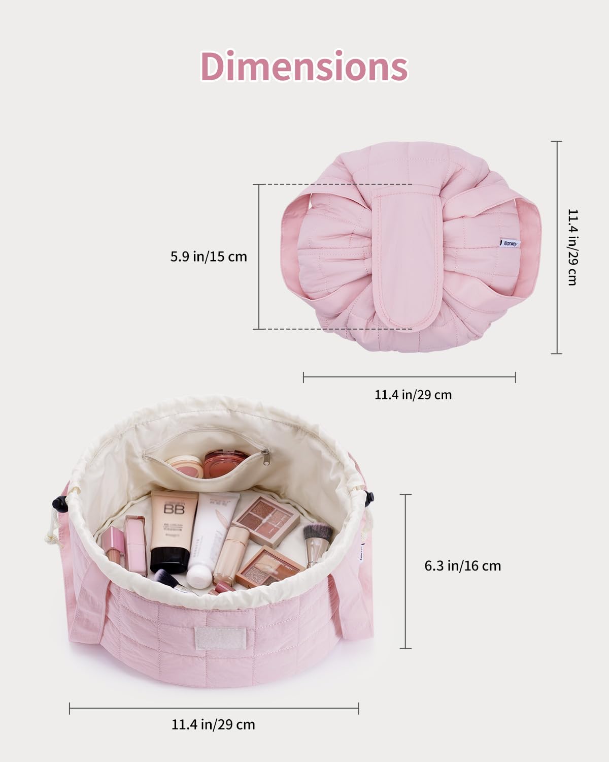 Narwey pink bag includes two sturdy handles for easy carrying.