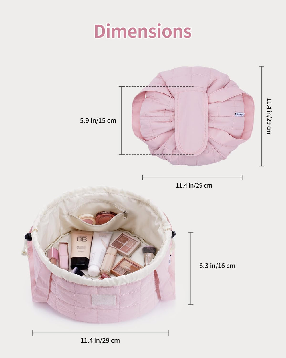 Narwey pink bag includes two sturdy handles for easy carrying.