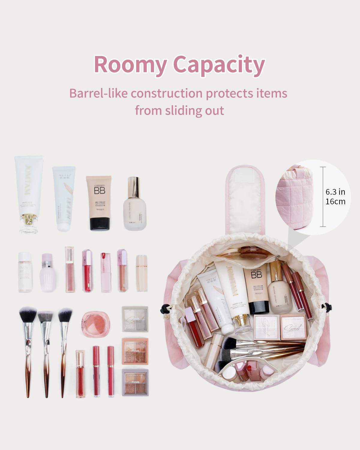 Narwey pink bag features inner zip pocket for quick access to essentials.