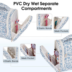 Narwey dry-wet separation side pockets keep liquids separate and minimize mess