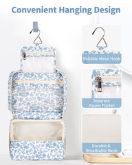 Narwey floral exterior highlights portable makeup bag for organized cosmetics on the go.