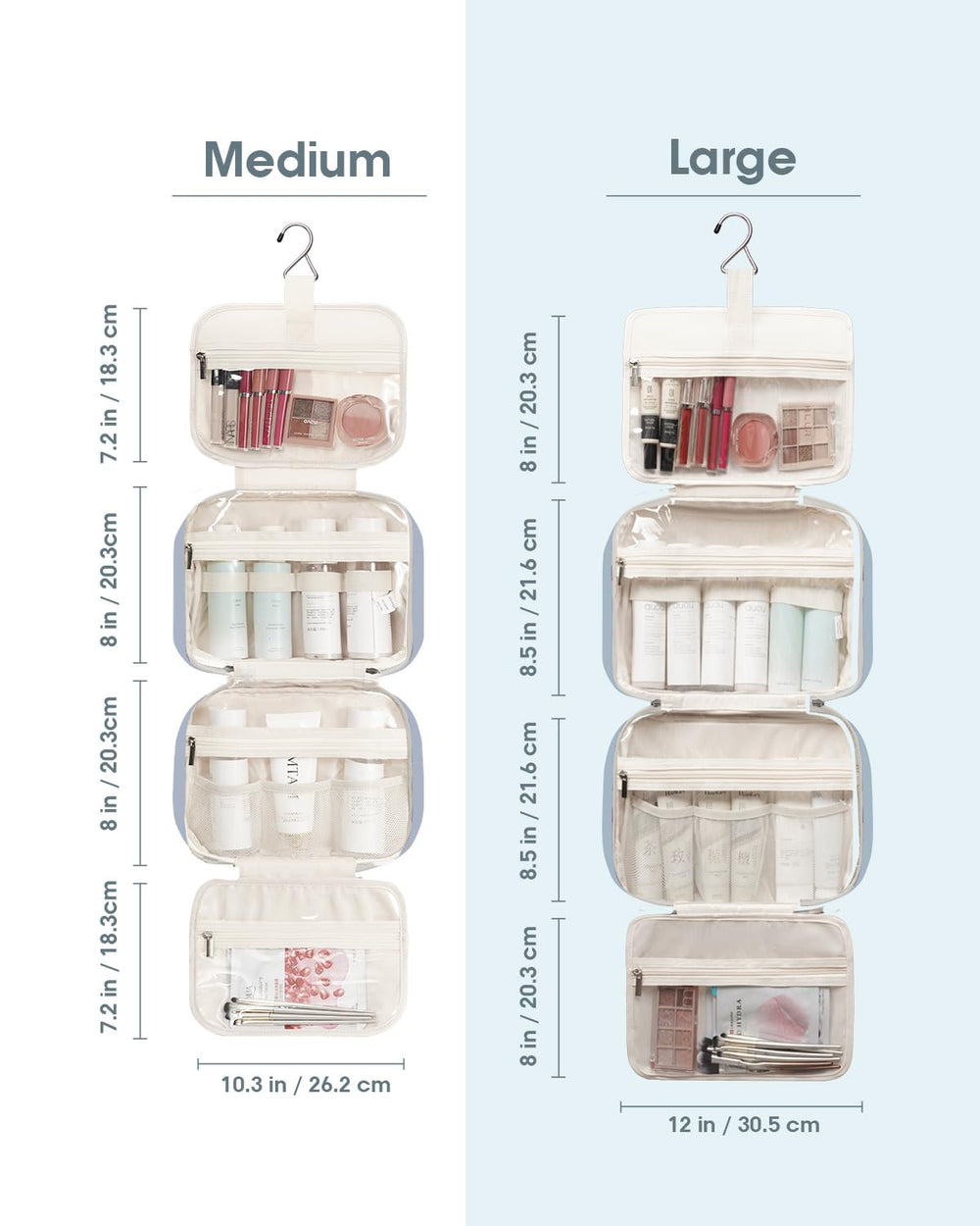 Narwey folded dimensions greyish blue demonstrating compact carry-on profile.