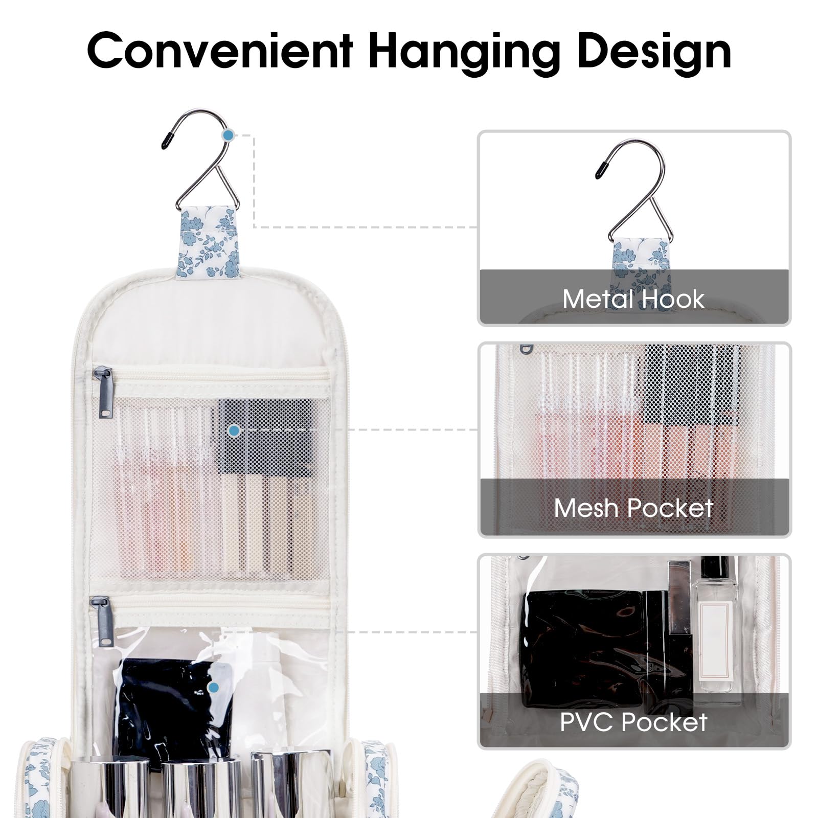 Narwey large-capacity yet compact design fits cosmetics and toiletries in tight spaces