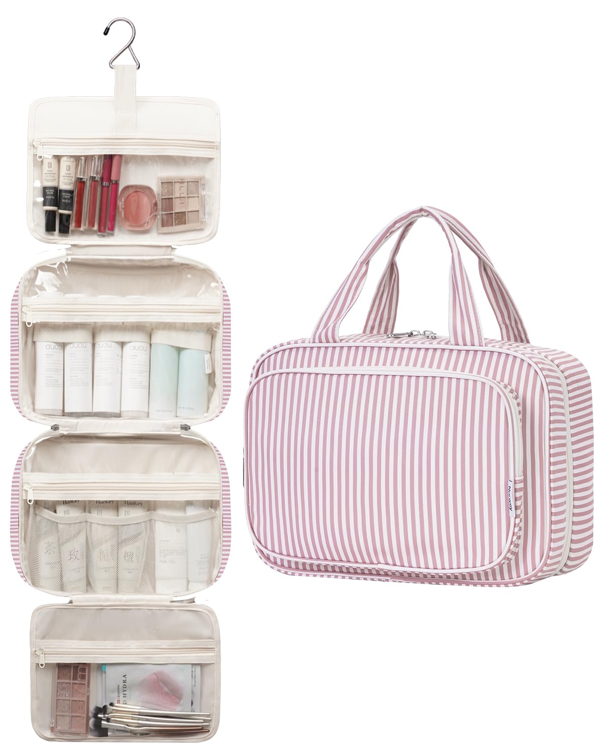 Narwey large-capacity design fits shampoo, conditioner, and makeup on trips.