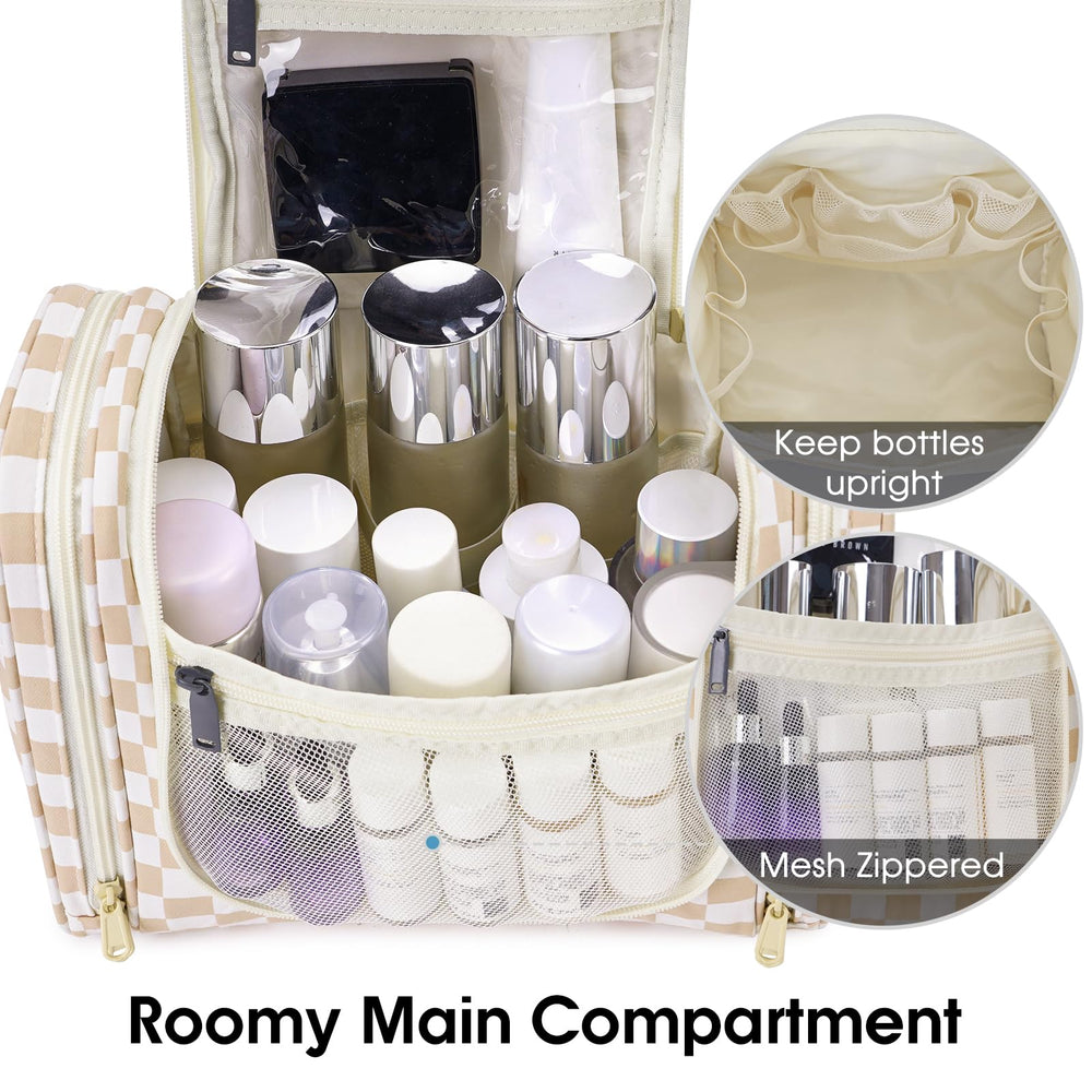 Narwey large hanging toiletry bag dry wet separation pocket highlights organization.