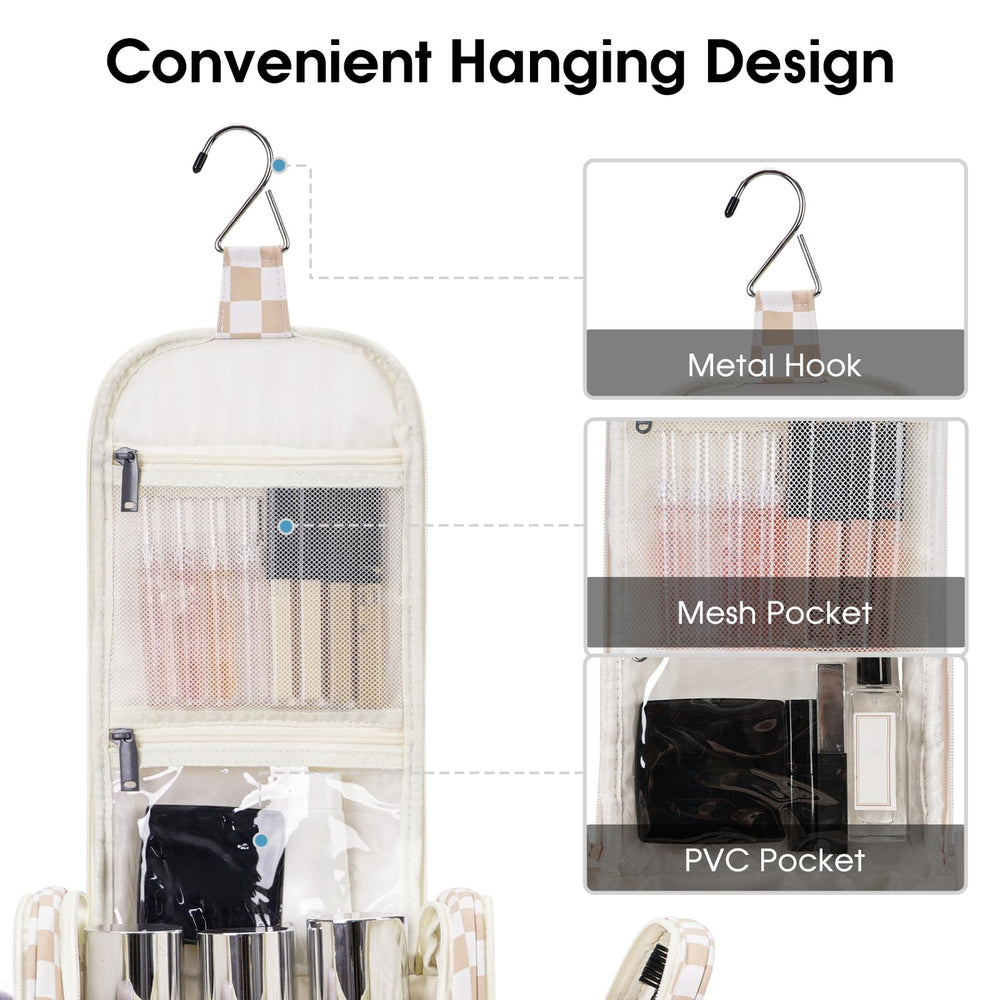 Narwey large hanging toiletry bag water resistant fabric closeup demonstrates durability.