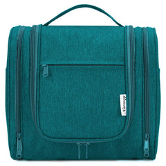 Narwey large hanging bag teal side view demonstrates compact, space-saving design.