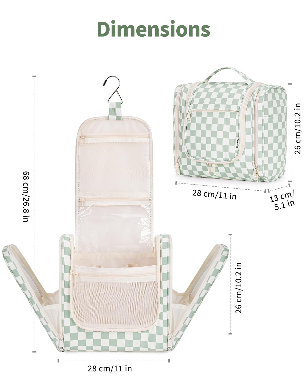 Narwey mint green checkerboard bag sits ready for daily routines