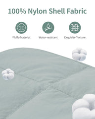 Narwey Puffy makeup bag sage green opened to reveal roomy main compartment for toiletries.