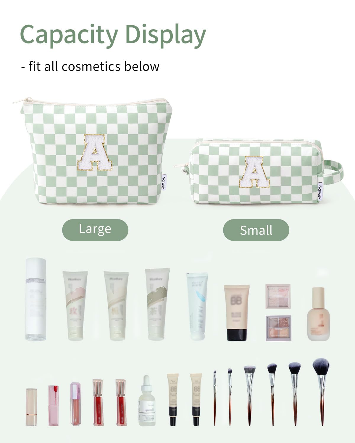 Narwey bag side pocket organization ideal for concealer and color items