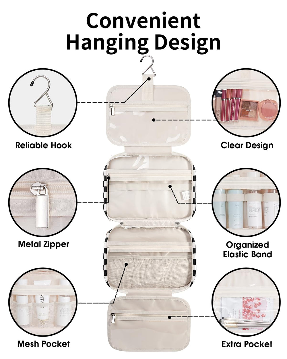 Narwey toiletry bag close-up fabric shows durable water-resistant material.