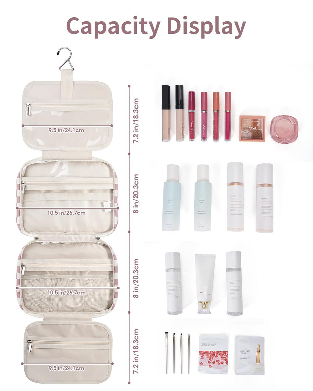 Narwey toiletry bag folded compact for space-saving packing.