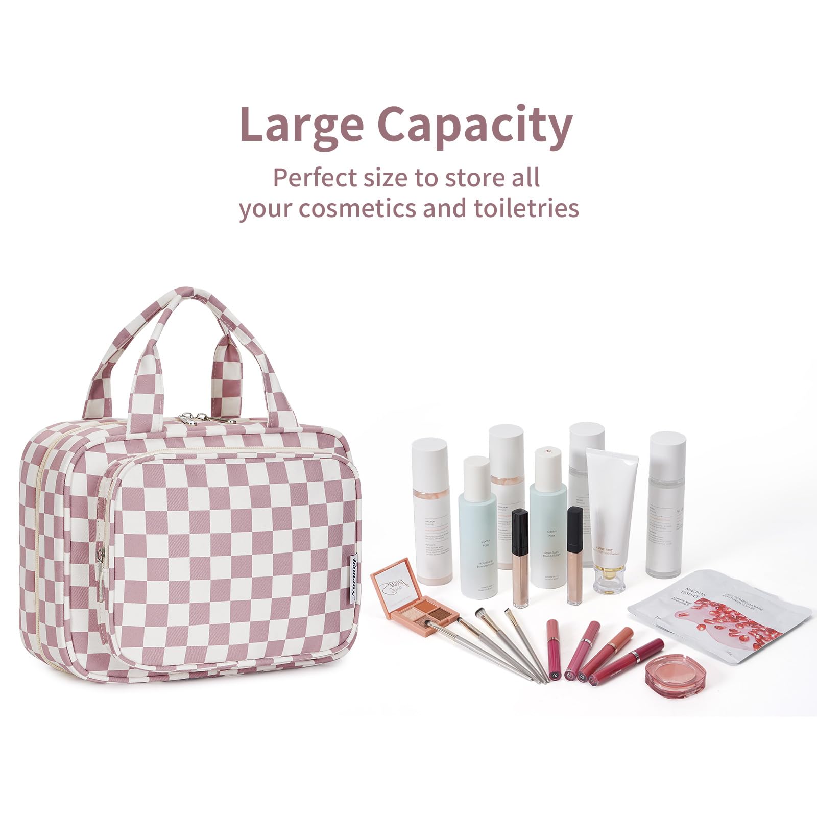Narwey bag size comparison shows travel-size toiletries fit.