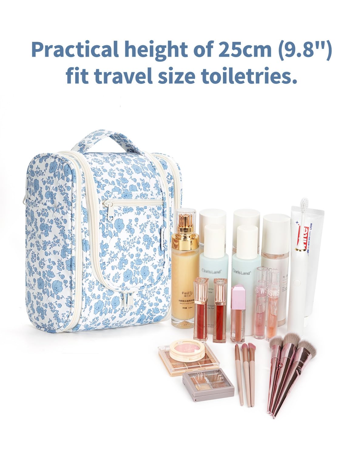 Narwey zippered pockets protect cosmetics and keep items secure on the go.