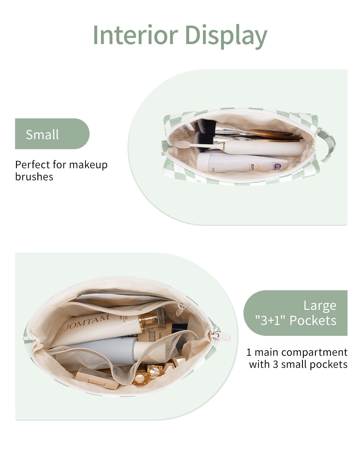 Narwey travel-size makeup bag fits cosmetics for on-the-go use