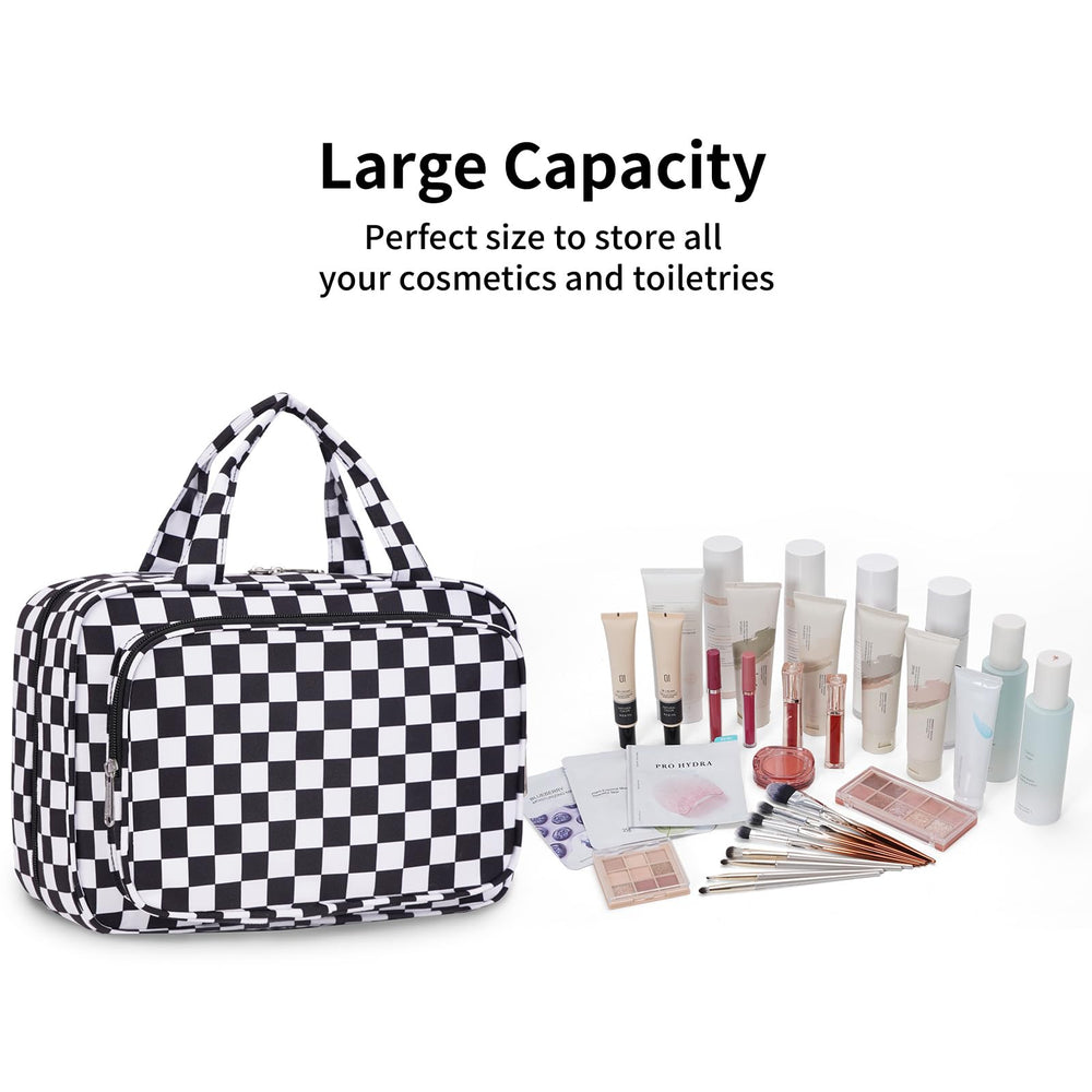 Narwey large checkerboard bag shows sturdy zippers for durable daily use
