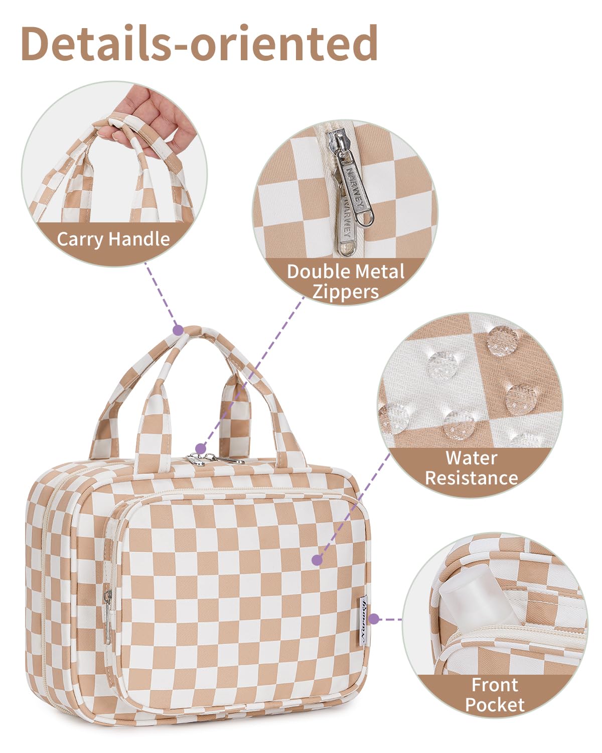 Narwey travel toiletry bag large compact design fits in luggage without bulk.