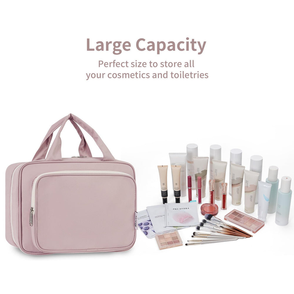 Narwey large dusty rose organizer fits lotions, shampoos, and cosmetics with ease.