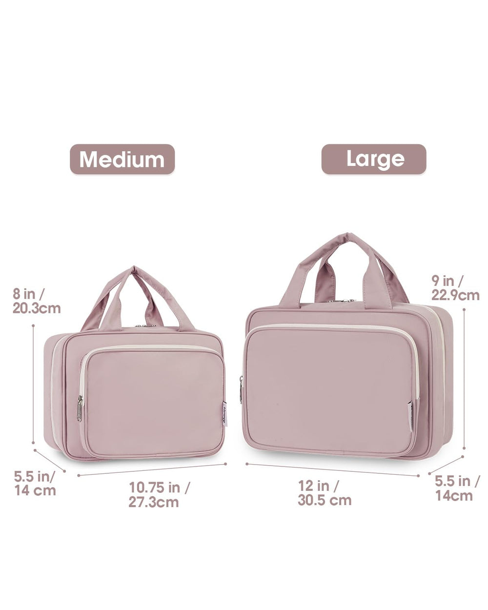 Narwey large dusty rose bag hanging on a hook for quick access.